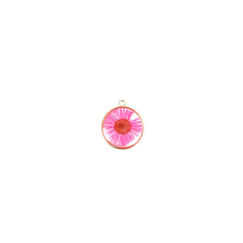 Wholesale Alloy 10pcs/pack Round Natural Glue Drop Dried Flower Pendant Accessories Handmade DIY Jewelry Earrings Necklace Bracelet Small Hanging Material